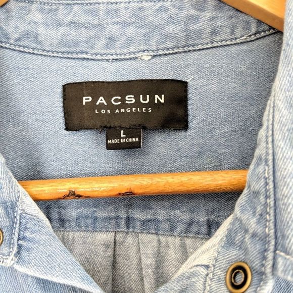 Pacsun Los Angeles Denim Shirt Rose Embroidery - Picture 6 of 7